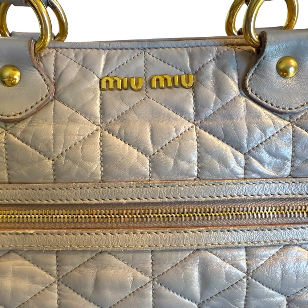 MIU MIU Quilted Leather Handbag Beige - Picture 6 of 16